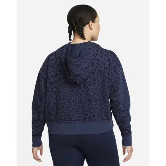 Nike Get Fit Pullover Printed Women Hoodie Size 2X Midnight Navy Cheetah Leopard - Picture 3 of 5